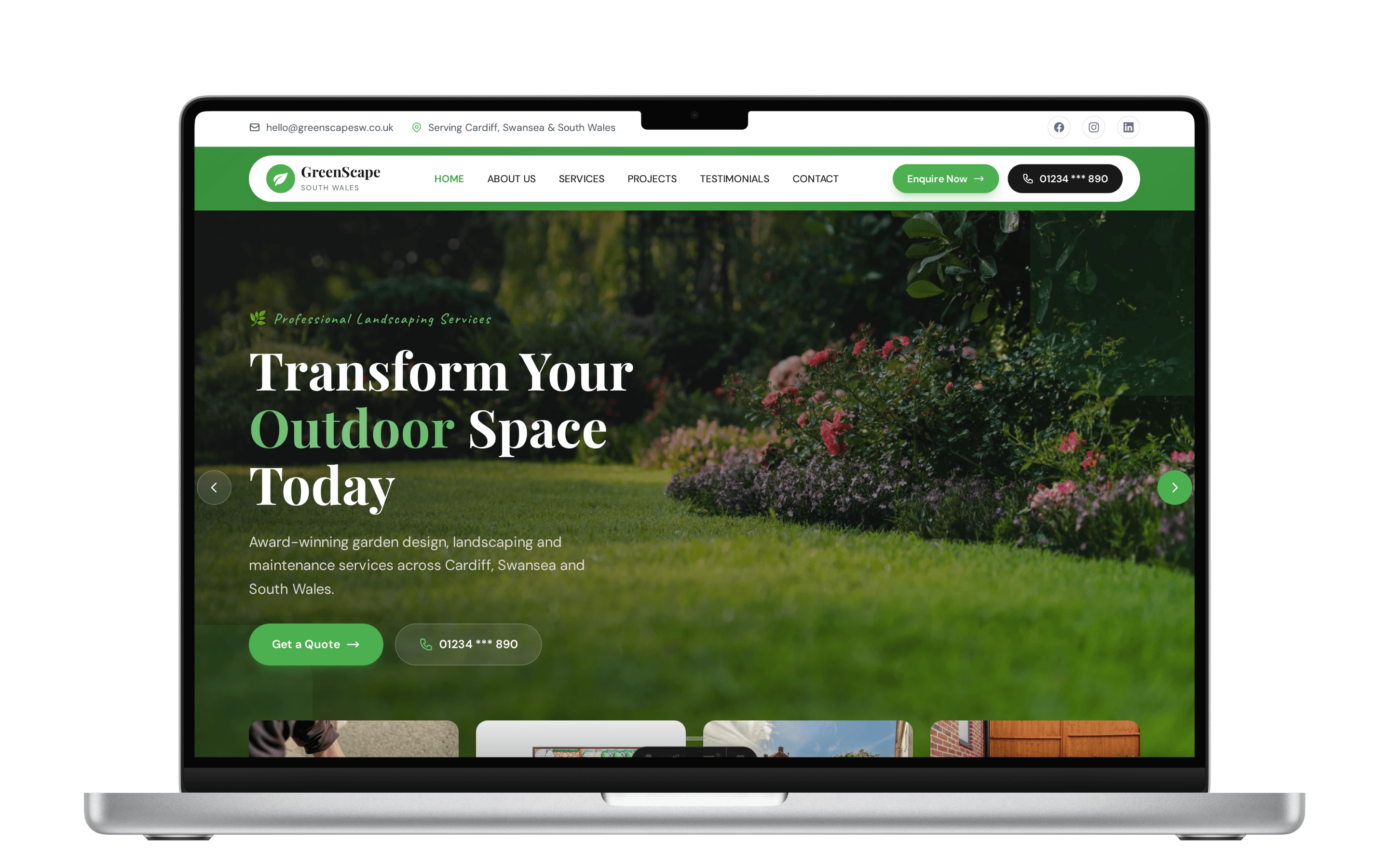 GreenScape Landscaping desktop view
