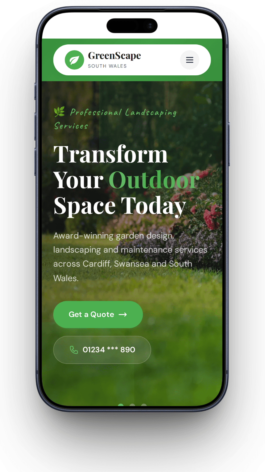 GreenScape Landscaping mobile view