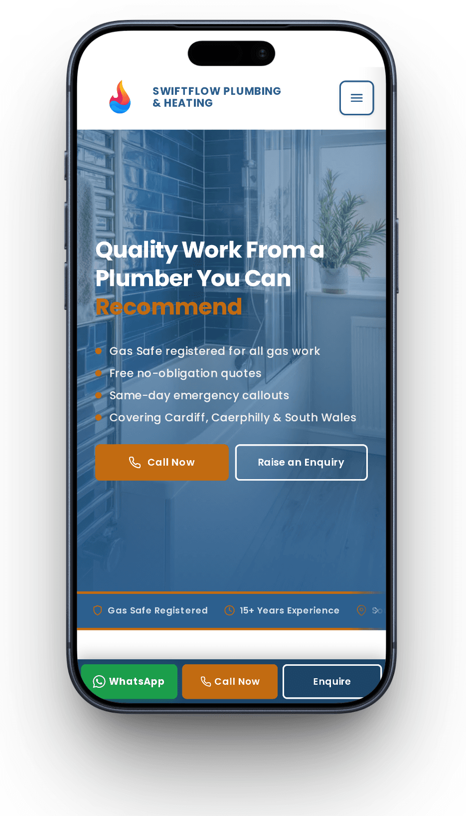 Swiftflow Plumbing mobile view